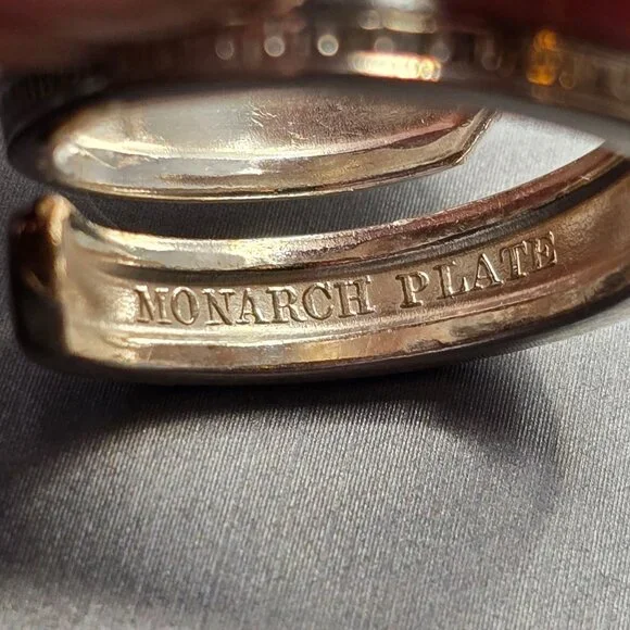 VTG Monarch Plate Silver Spoon Ring Size 10 Ornate Floral Pattern 15.61g - Picture 5 of 10